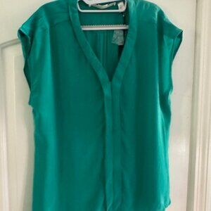 100% Silk, Teal-Green V-neck buttery-soft Ladies' Blouse